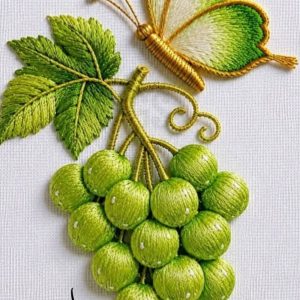 grapes & Butterfy - Thread Embossed - Image 1
