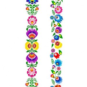 Polish Folk Art Floral Vertical Border - Image 1
