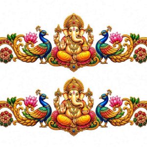 Lord Ganesha & Peacock Temple Border - Image 1