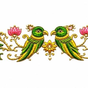 Golden Parrot & Pink Lotus Border Motif - Image 1