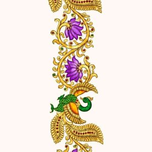 Golden Peacock & Purple Lotus Vine Border - Image 1