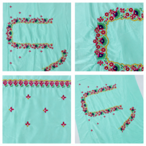 Mint Green Magenta & Navy Floral Scalloped Design - Image 1