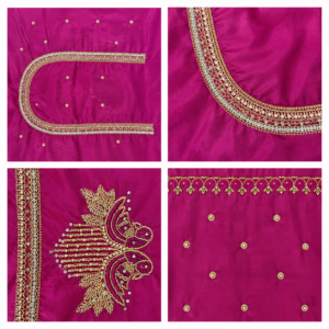 Magenta Pearl Line & Butterfly Sleeve Embroidery - Image 1