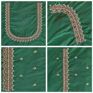 Bottle Green Scalloped Pearl & Crystal Border - Image 1