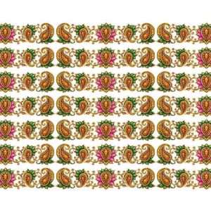 Traditional Mango Paisley and Lotus Border Strip Layout Design - Image 1
