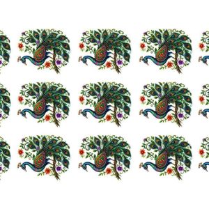 Royal Peacock with Feather Fan Embroidery Motif Sheet - Image 1