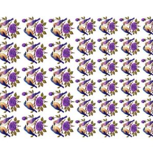 Purple Rose & Songbird Motif Sheet Embroidery Design - Image 1
