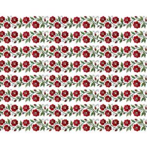 Continuous Red Floral Vine Border Strip Layout Embroidery Design - Image 1