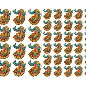 Traditional Golden Paisley Peacock Multi-Size Sheet Embroidery Design - Image 1