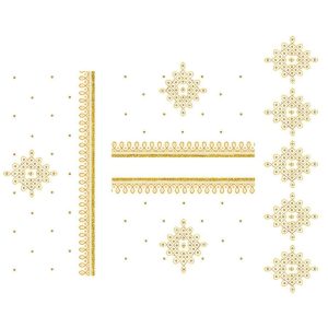 Zari Gold Muggu & Diamond Kolam Neckline Embroidery Layout - Image 1