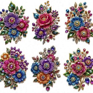 Royal Jewel Floral Bouquet Embroidery Design - Image 1