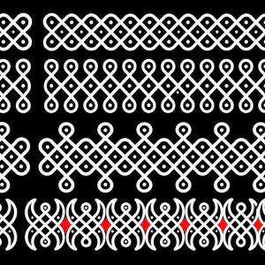 Traditional Muggu / Muggulu Border Design (Black Ground) - Image 1