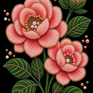 Pink Beaded Rose Bunch - Image 1