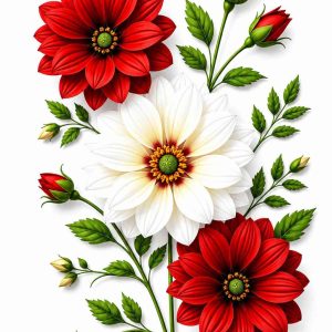 Red & White Dahlia Vertical Spray - Image 1
