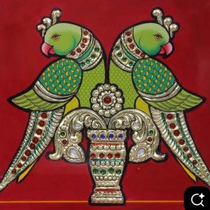Traditional Parrot Pair on Vase - Image 1