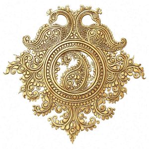 Royal Gold Carved Peacock Medallion - Image 1