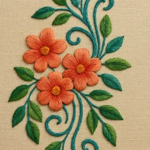 Orange Daisy & Swirl Vine - Image 1
