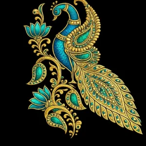 Royal Cyan Peacock Motif - Image 1