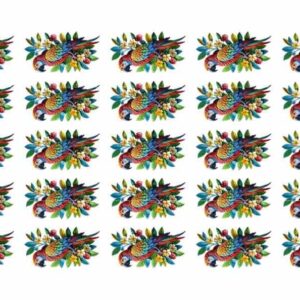 Colorful Tropical Macaw Parrot Motif Grid - Image 1