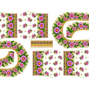 Pink Daisy Neckline & Border Set - Image 1