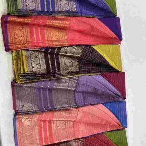 Traditional Checkered Zari Border Saree Collection (Multi-Color Assortment) - Image 2