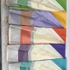 Cream Handloom Cotton Saree with Dual Contrast Pallu & Silver Zari - Image 1