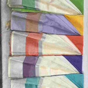 Cream Handloom Cotton Saree with Dual Contrast Pallu & Silver Zari - Image 2