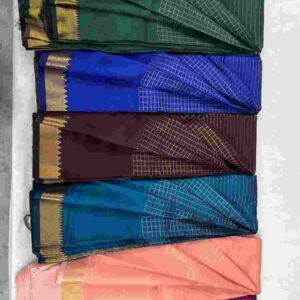 Pastel & Earthy Gold Border Saree Assortment - Image 2