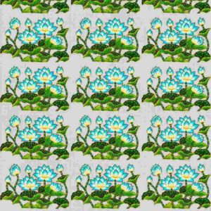 Blue Pichwai Lotus Flower Cluster Grid - Image 1