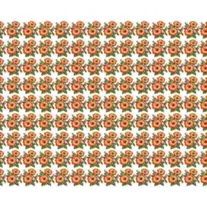 Vintage Peach Hibiscus Bouquet Grid - Image 1