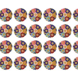 Circular Floral Wreath Medallion Grid - Image 1