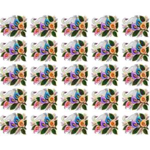 Pichwai Calla Lily & Swan Floral Grid - Image 1