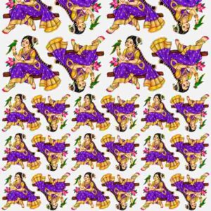 Classical Indian Dancer in Purple Saree Grid - Image 1