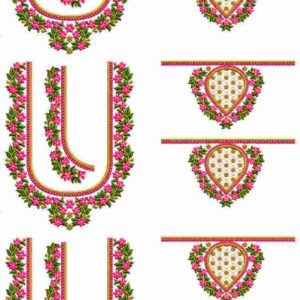 Pink Floral U-Necklines & Heart Patches - Image 1