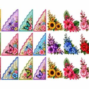 Lace Corner Frames & Floral Bouquets - Image 1