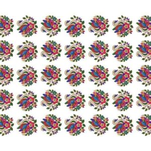 Traditional Floral Peacock Medallion Grid - Image 1